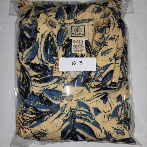 Morro Bay Mens Hawaiian Shirt XXL Yellow / Blue Flora Button Up S/S Viscose - Picture 10 of 10